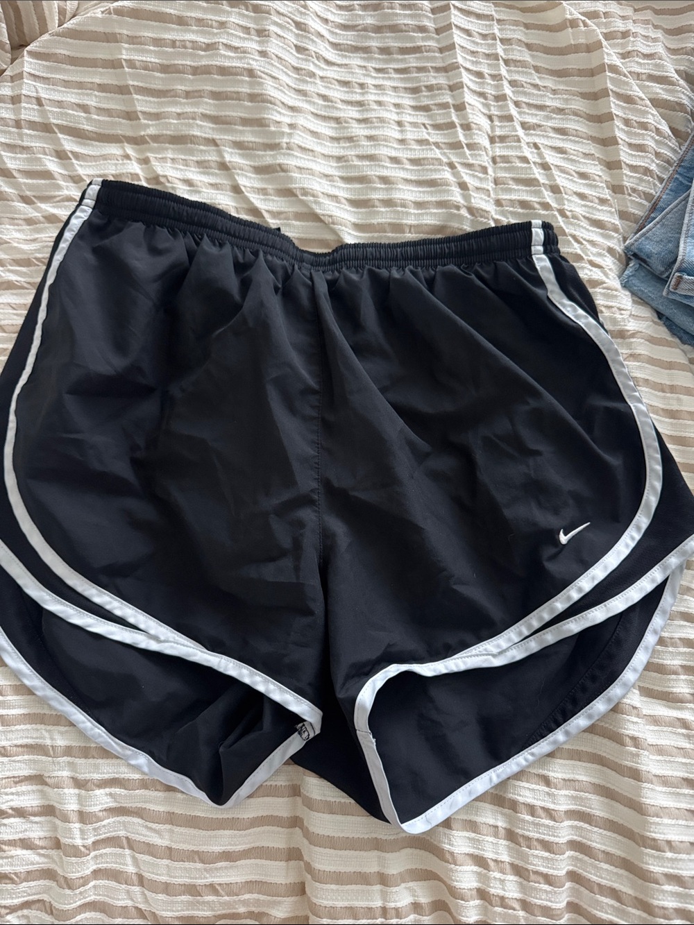 Nike Black Women's Athletic Shorts with White Piping